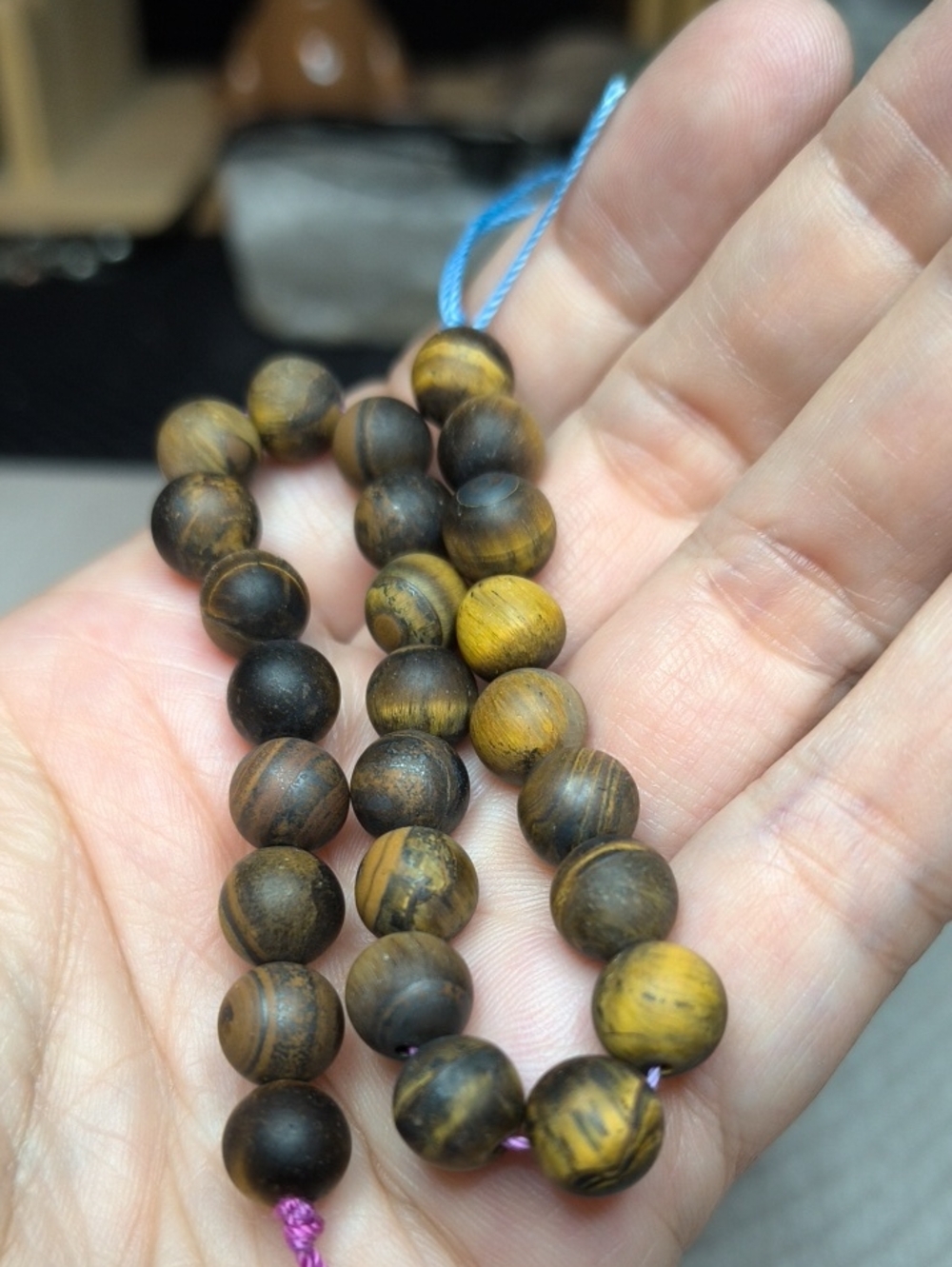 #5- 8mm Matte Tiger’s Eye Stone Beads - 8 Inch Strand - Picture 2 of 4